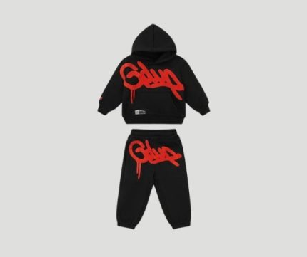 Geedup Handstyle Kids Tracksuit Black/Burnt Orange