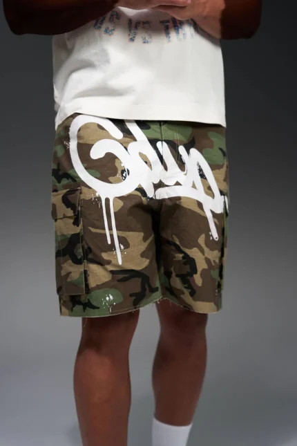 Geedup Handstyle Cargo Short Camo Green